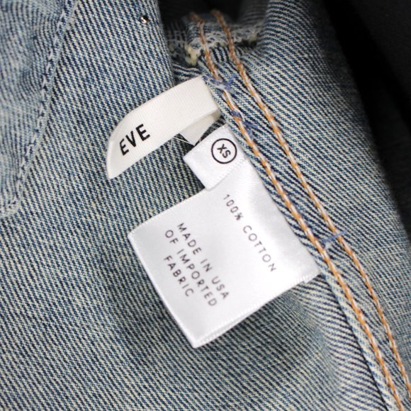 Grlfrnd Eve Cosmic Ray Blue Denim Pearl Embellished Cropped Jean Jacket XS Small - Picture 7 of 10